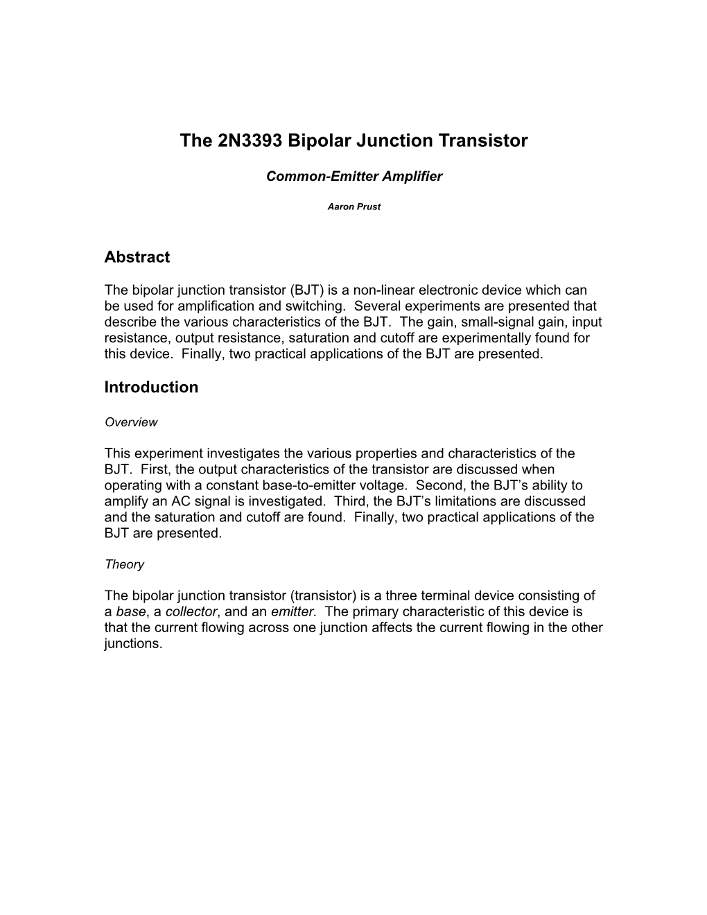 The 2N3393 Bipolar Junction Transistor