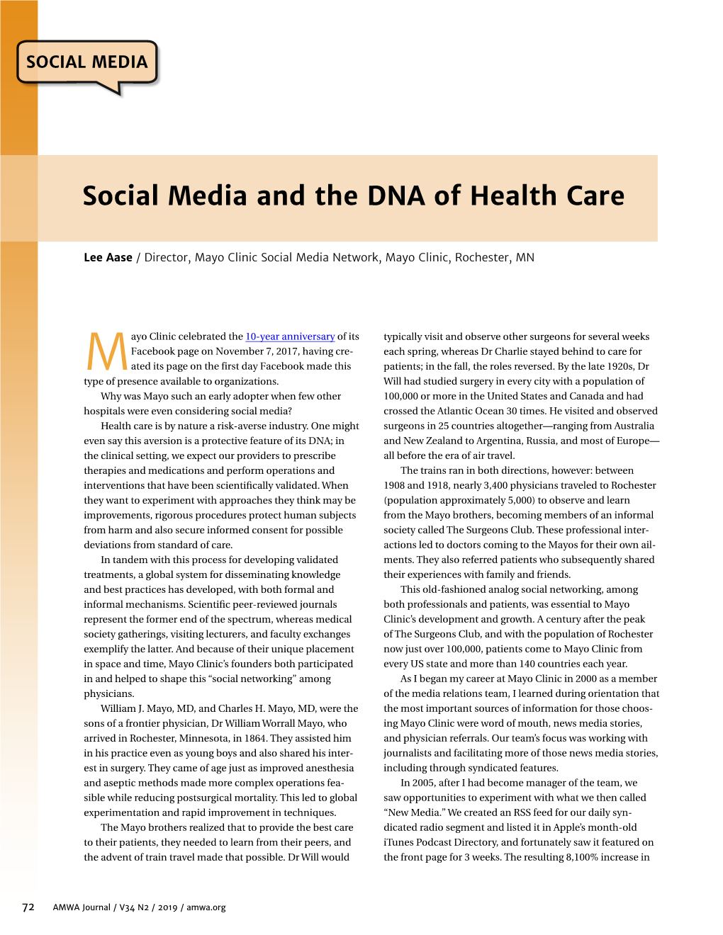 Social Media and the DNA of Health Care