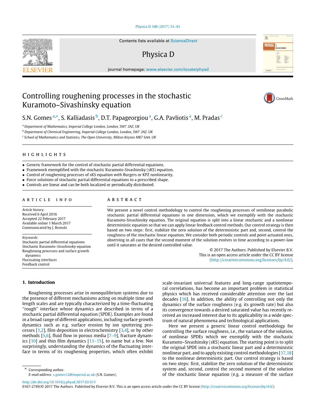 Controlling Roughening Processes in the Stochastic Kuramoto&#X2013