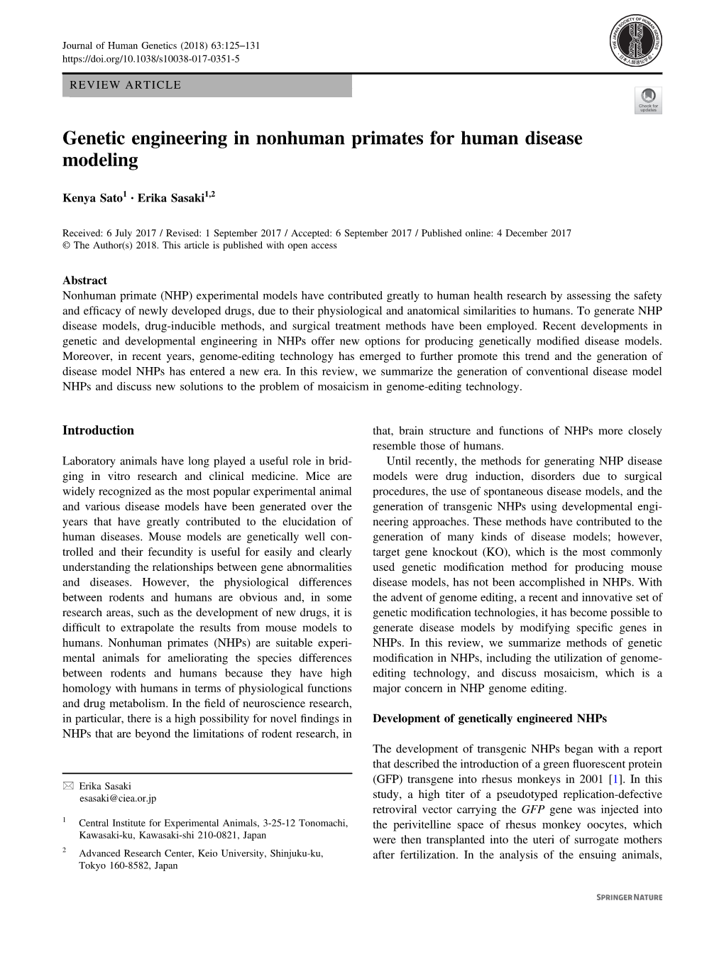 Genetic Engineering in Nonhuman Primates for Human Disease Modeling