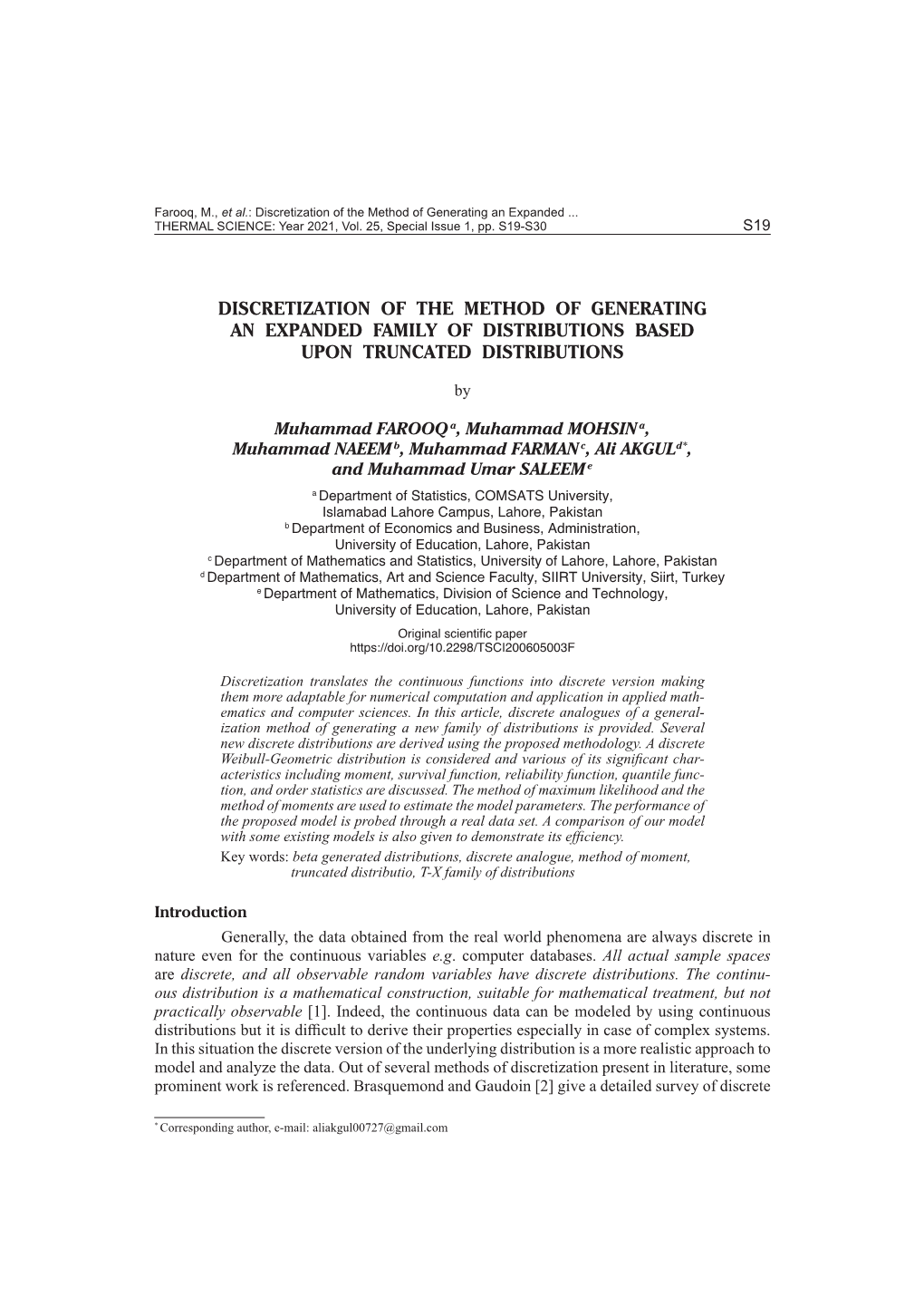 Discretization of the Method of Generating an Expanded