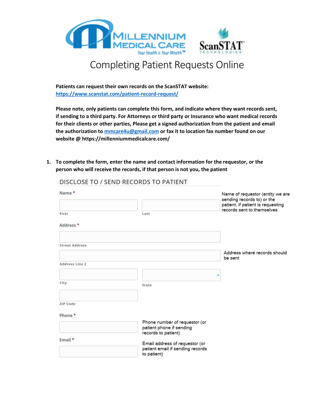 Completing Patient Requests Online