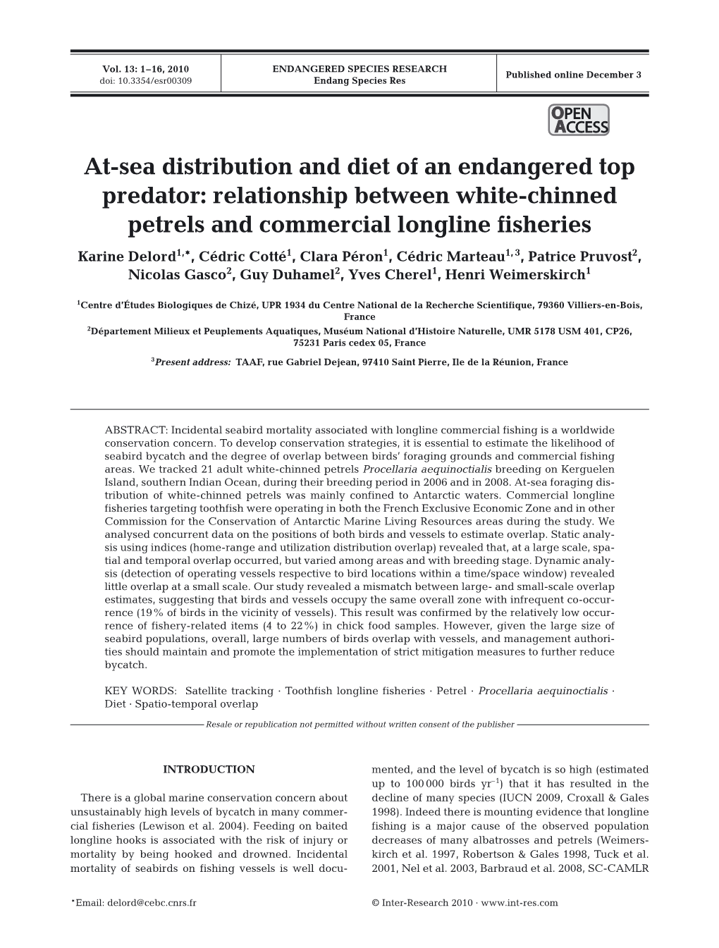 Relationship Between White-Chinned Petrels and Commercial Longline F