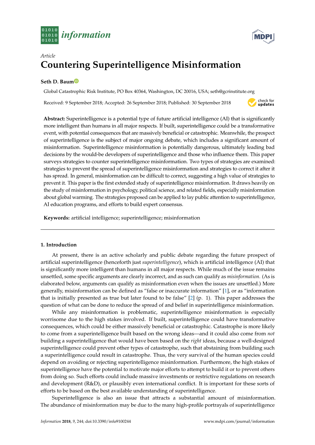 Countering Superintelligence Misinformation