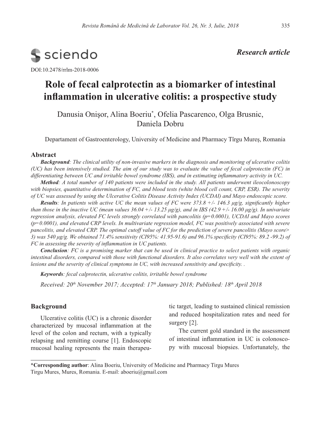 Role of Fecal Calprotectin As a Biomarker of Intestinal Inflammation in Ulcerative Colitis: a Prospective Study