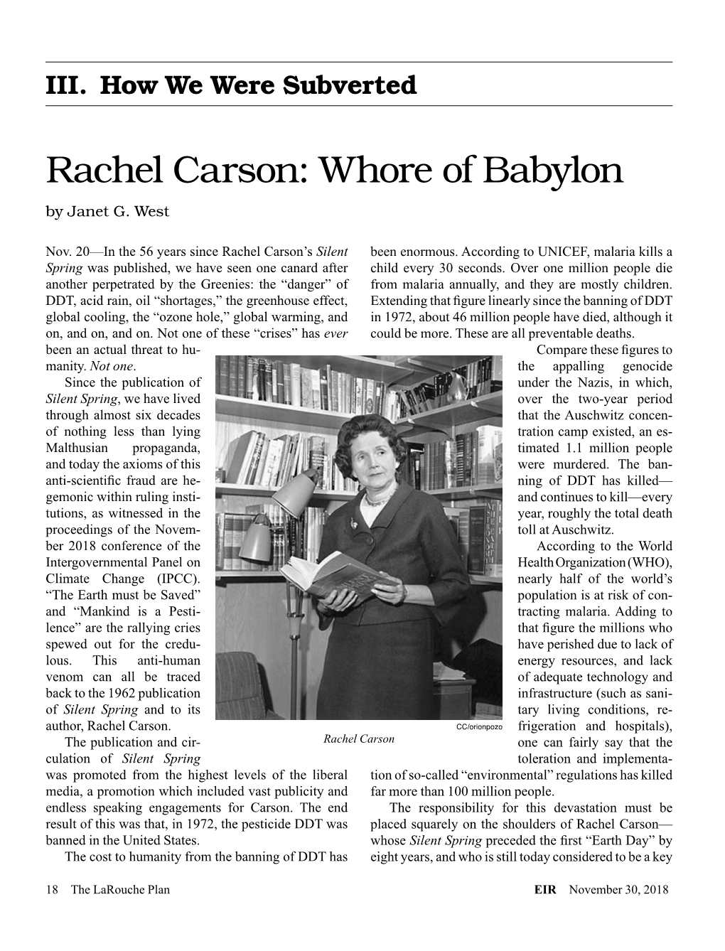 Rachel Carson: Whore of Babylon by Janet G