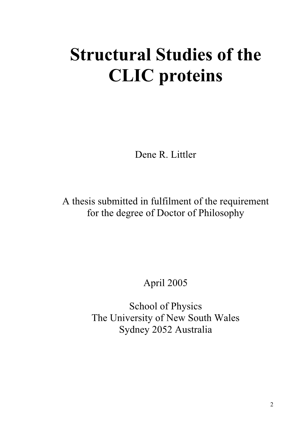 Structural Studies of the CLIC Proteins