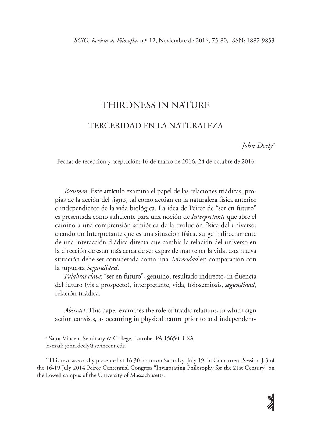 Thirdness in Nature