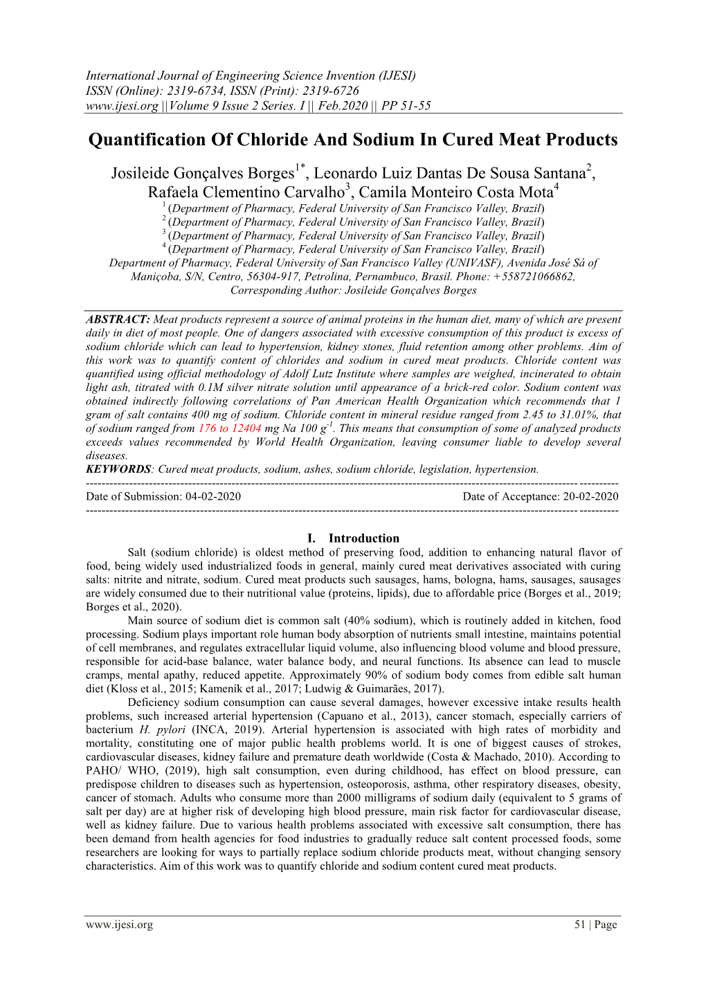 Quantification of Chloride and Sodium in Cured Meat Products