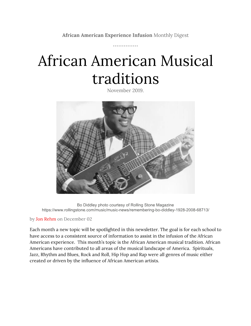African American Musical Traditions November 2019