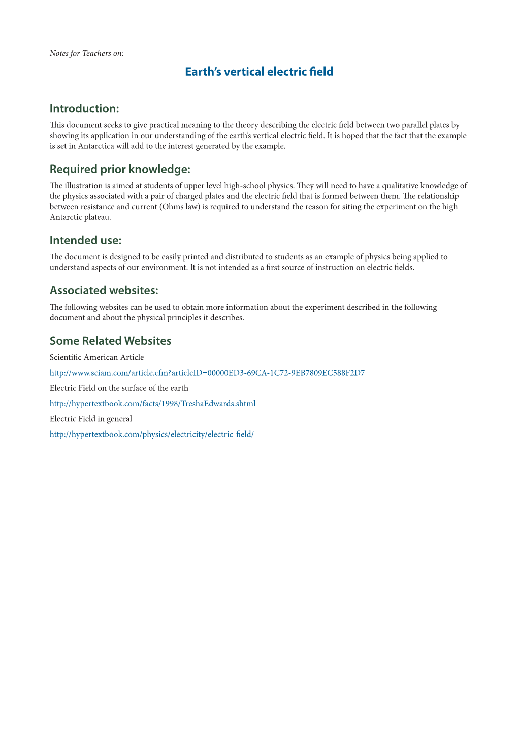 Earth's Vertical Electric Field Introduction