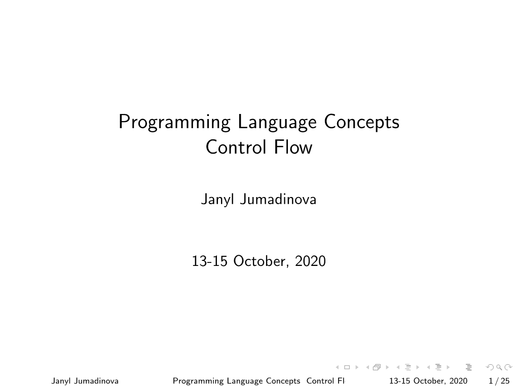 Programming Language Concepts Control Flow