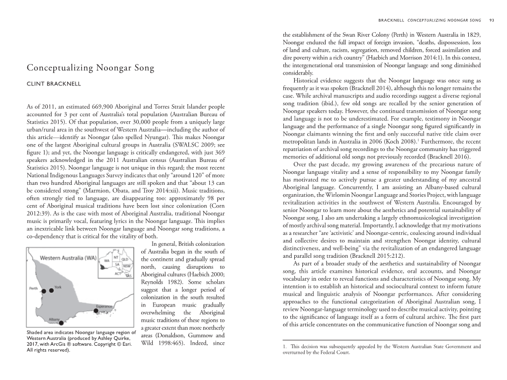 Conceptualizing Noongar Song 93