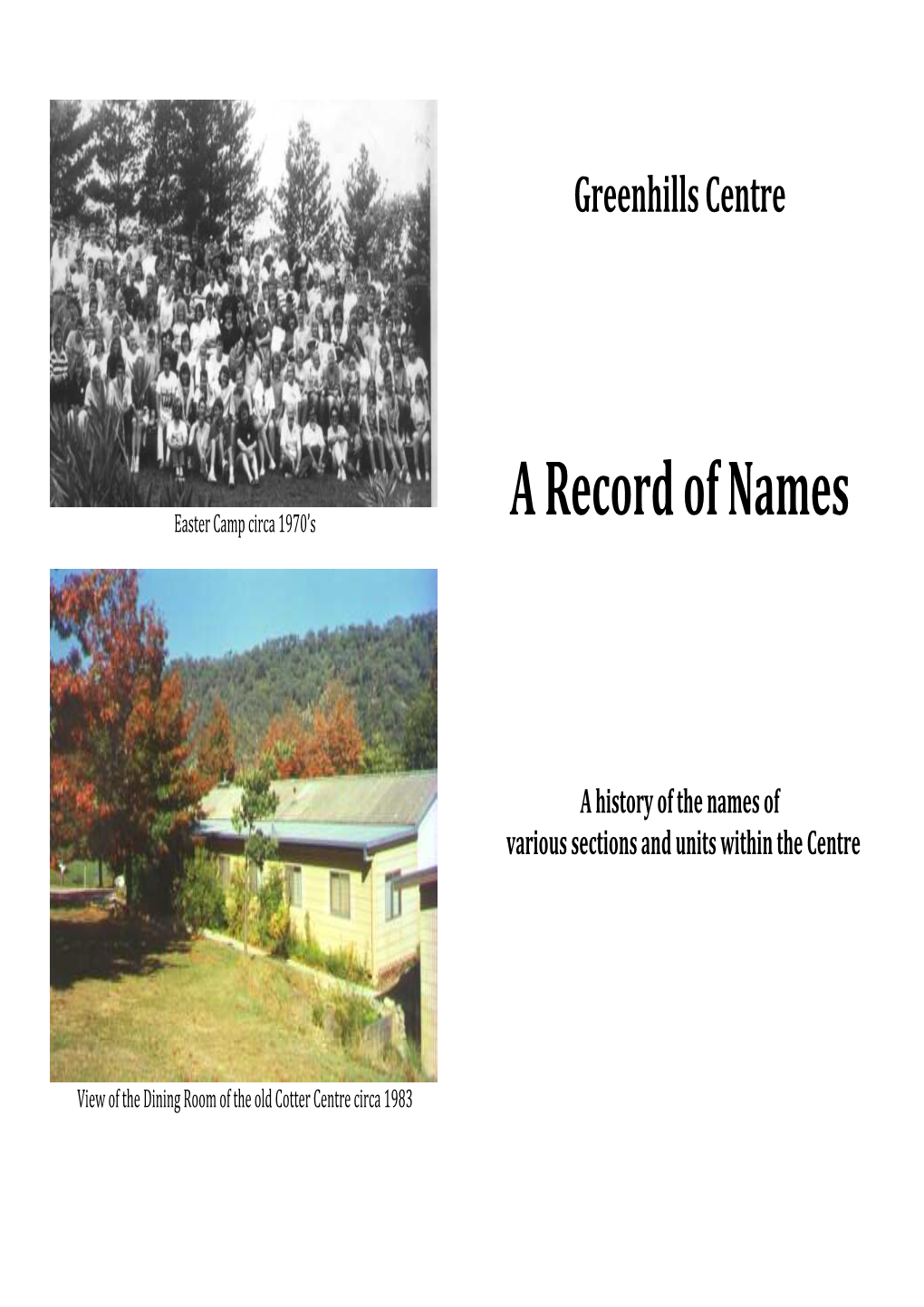 A Record of Names Easter Camp Circa 1970’S