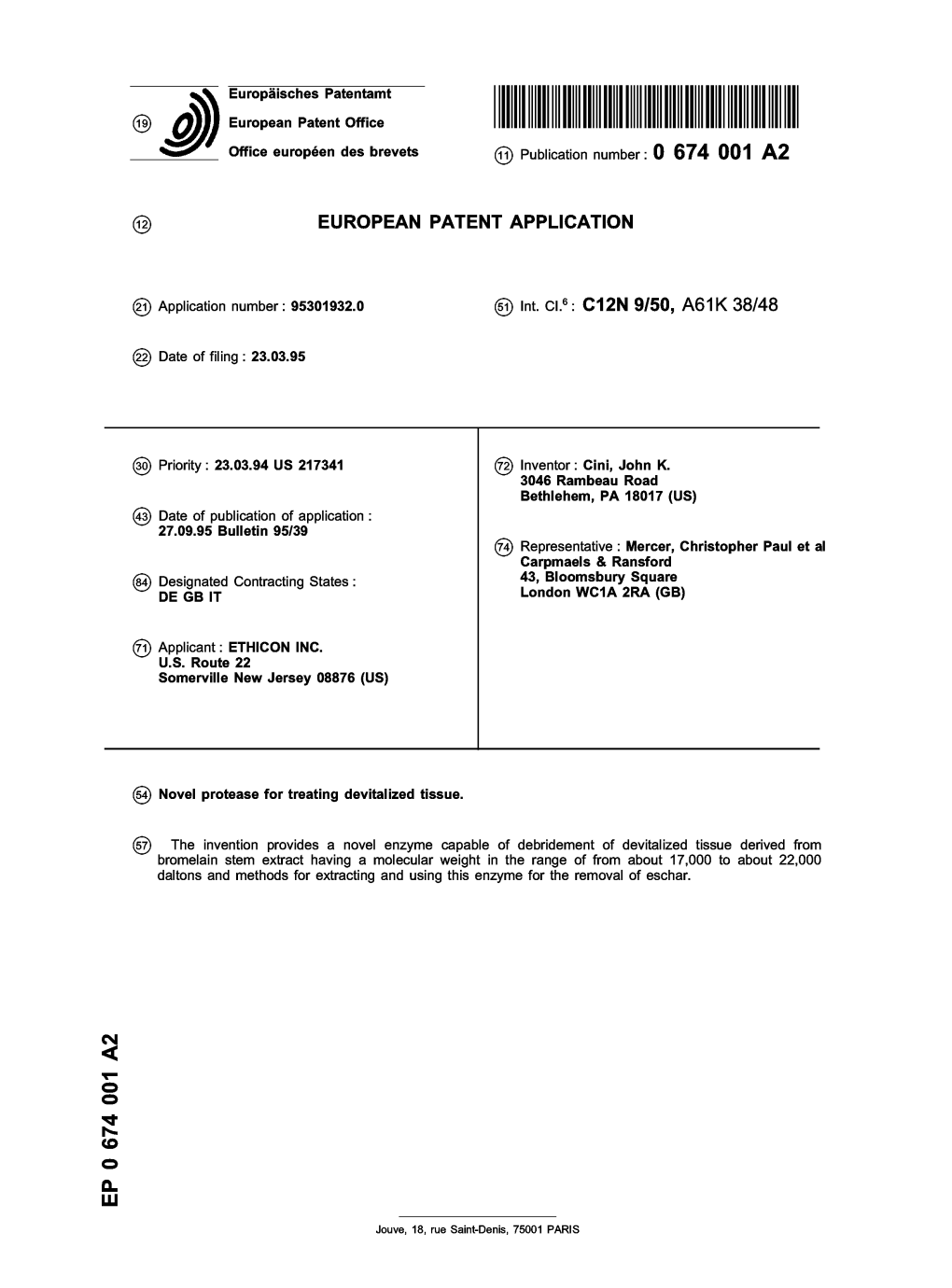 Novel Protease for Treating Devitalized Tissue