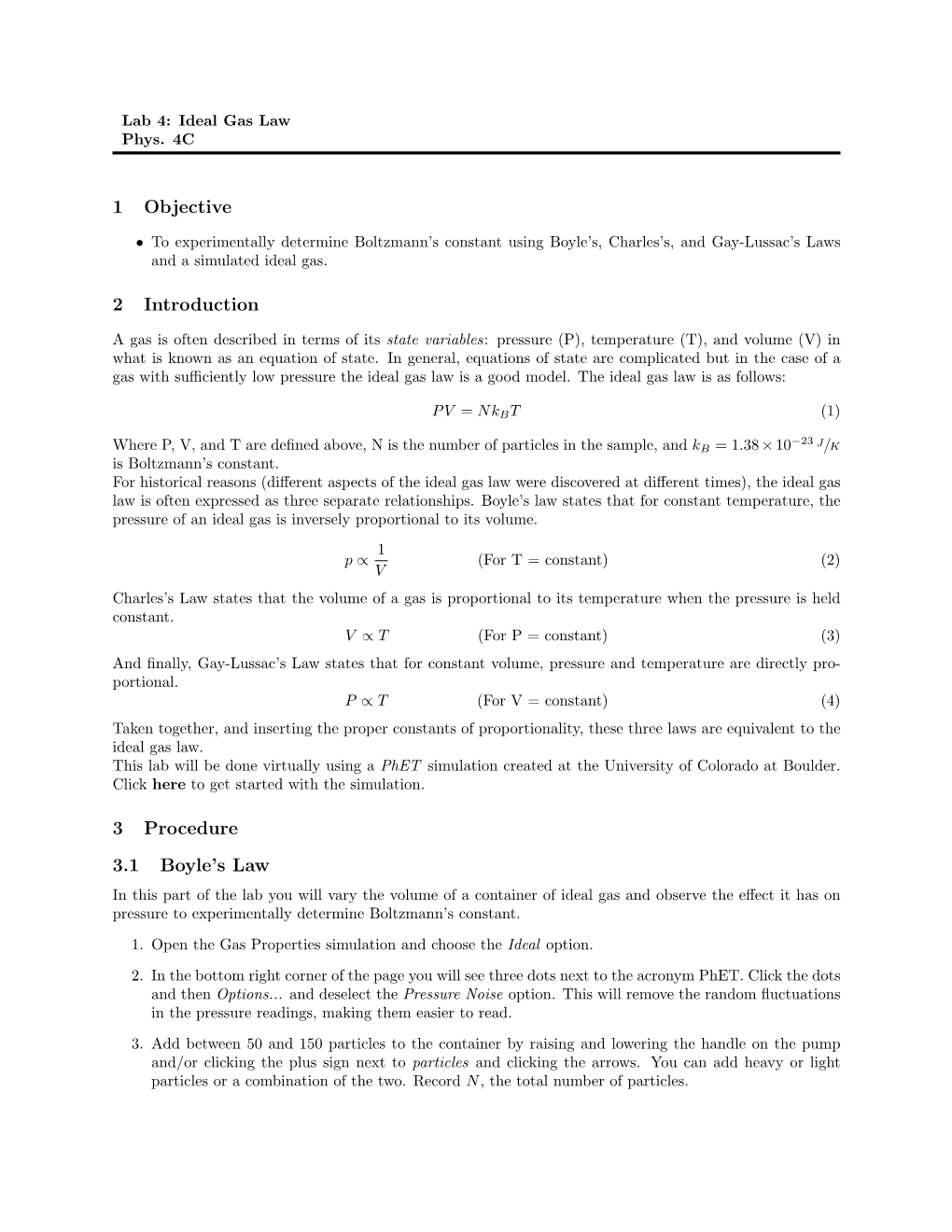 Ideal Gas Law Phys