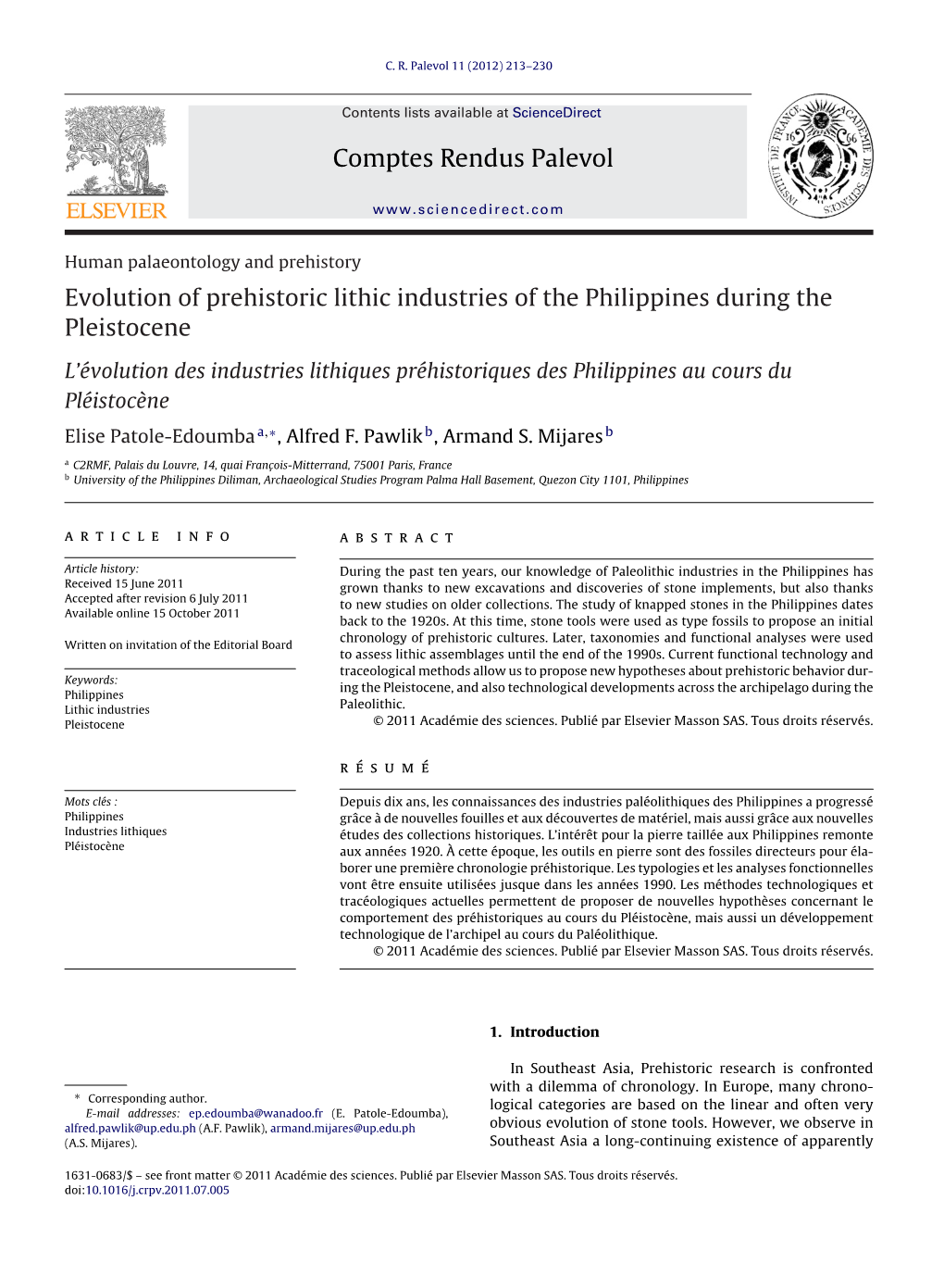 Evolution of Prehistoric Lithic Industries of the Philippines During The