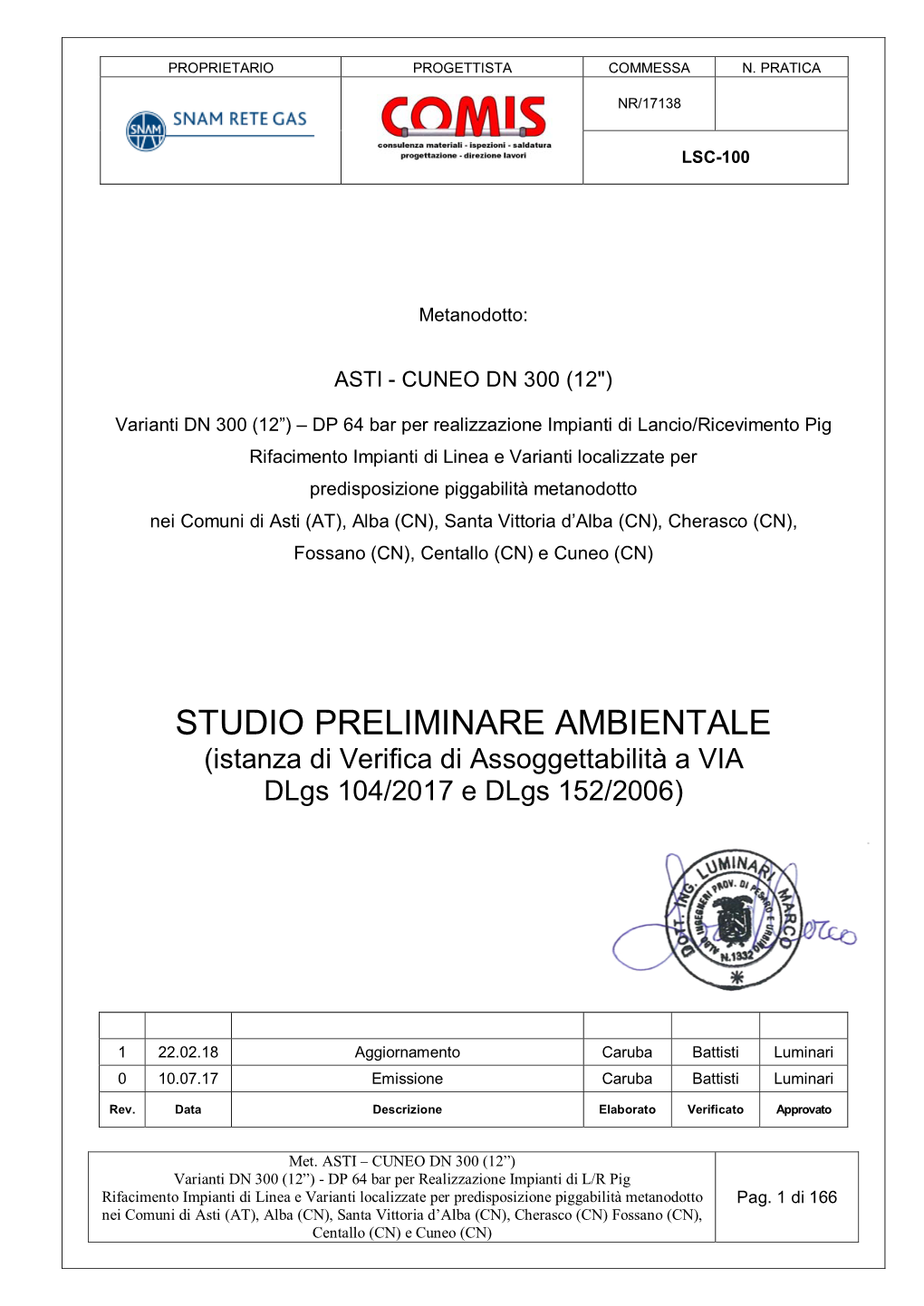 STUDIO PRELIMINARE AMBIENTALE (Istanza Di Verifica Di Assoggettabilità a VIA Dlgs 104/2017 E Dlgs 152/2006)