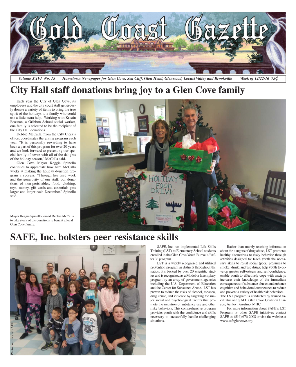 City Hall Staff Donations Bring Joy to a Glen Cove Family SAFE, Inc. Bolsters Peer Resistance Skills