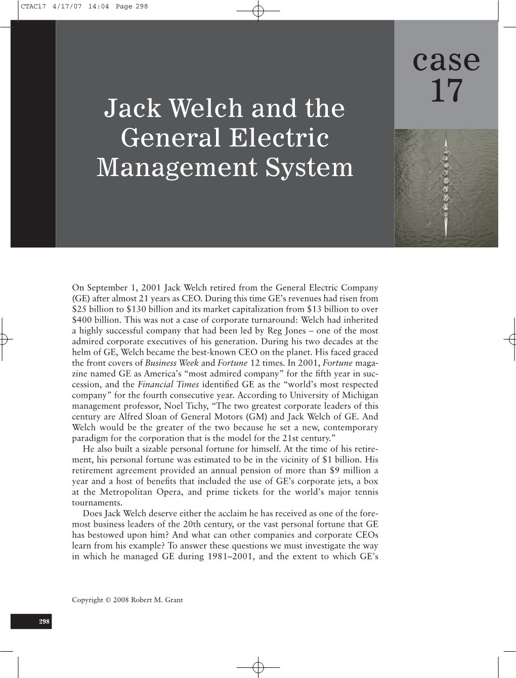 Case 17 Jack Welch and the General Electric Management System