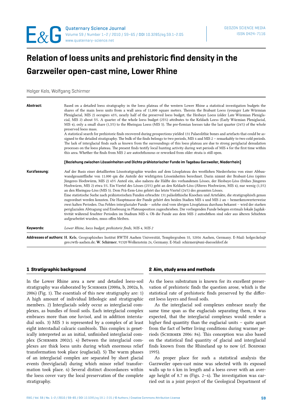 Relation of Loess Units and Prehistoric Find Density in the Garzweiler Open-Cast Mine, Lower Rhine