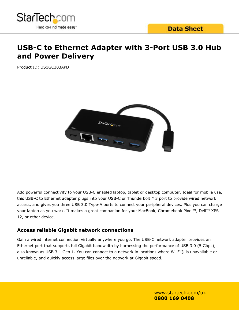 USB-C to Gigabit Ethernet Adapter