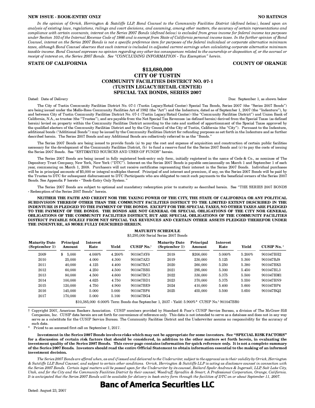 Banc of America Securities