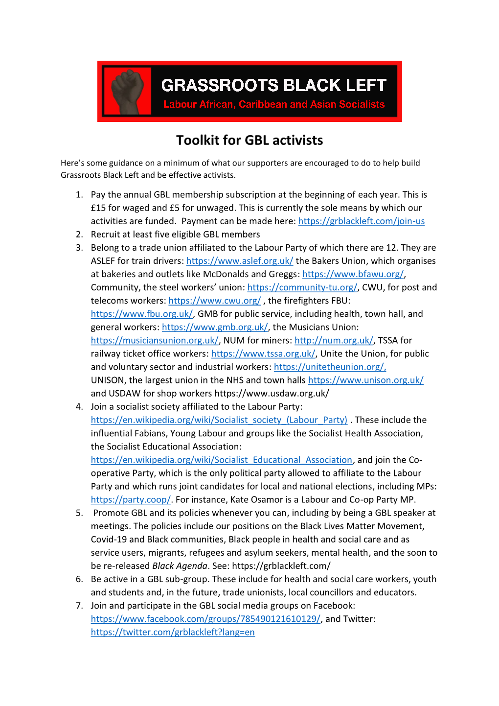 Toolkit for GBL Activists