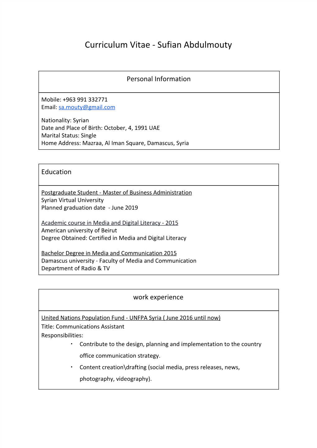 Curriculum Vitae - Sufian Abdulmouty