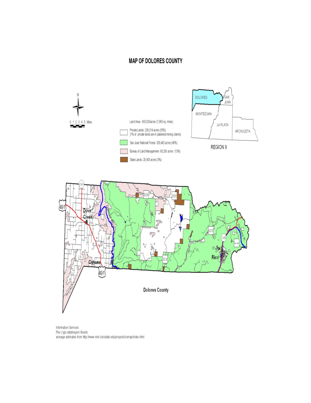 Map of Dolores County