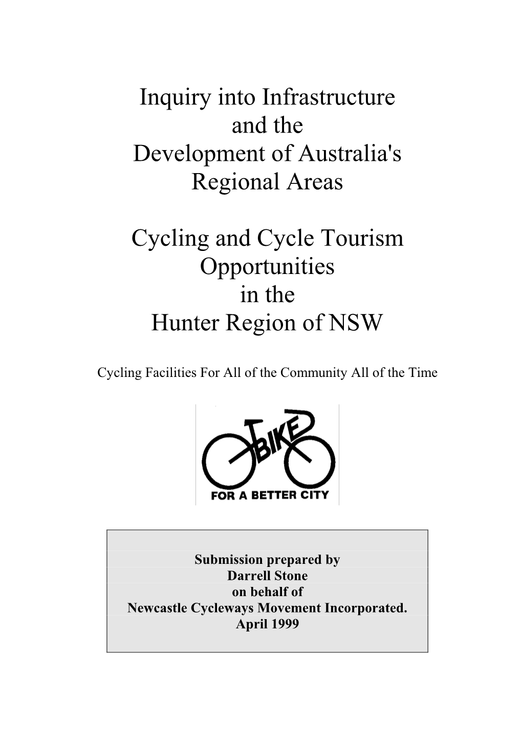 Inquiry Into Infrastructure and the Development of Australia's Regional Areas