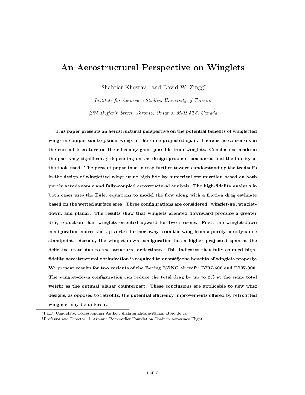 An Aerostructural Perspective on Winglets