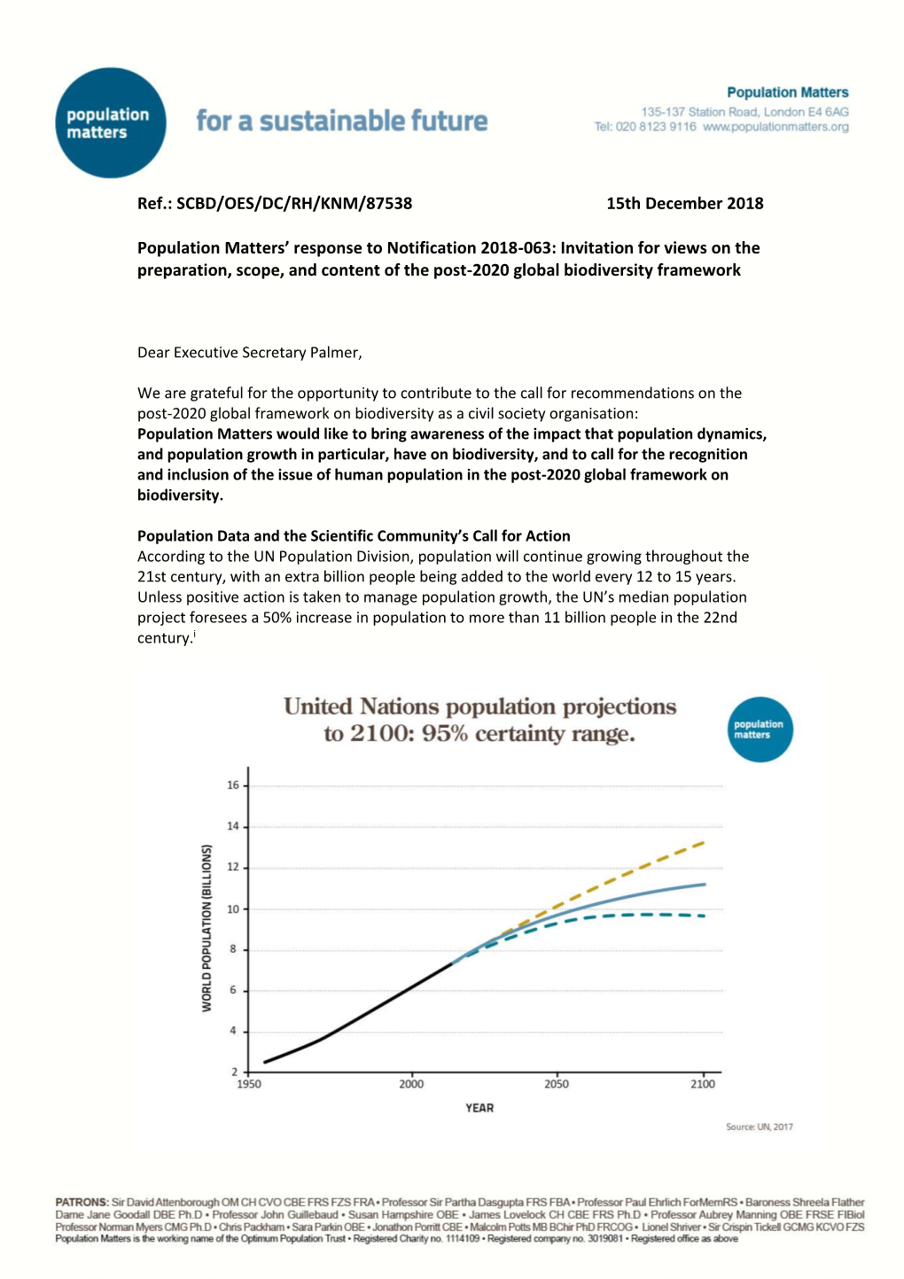 Population Matters’ Response to Notification 2018-063: Invitation for Views on the Preparation, Scope, and Content of the Post-2020 Global Biodiversity Framework