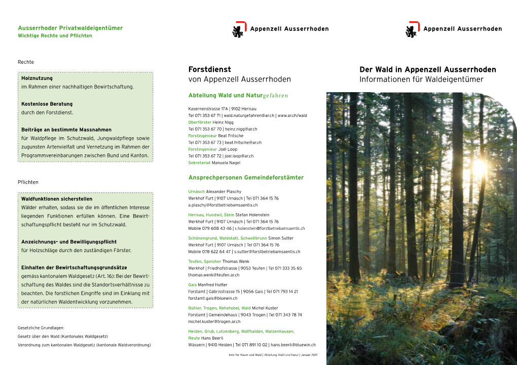 Der Wald in Appenzell Ausserrhoden Informationen Für Waldeigentümer Forstdienst Von Appenzell Ausserrhoden
