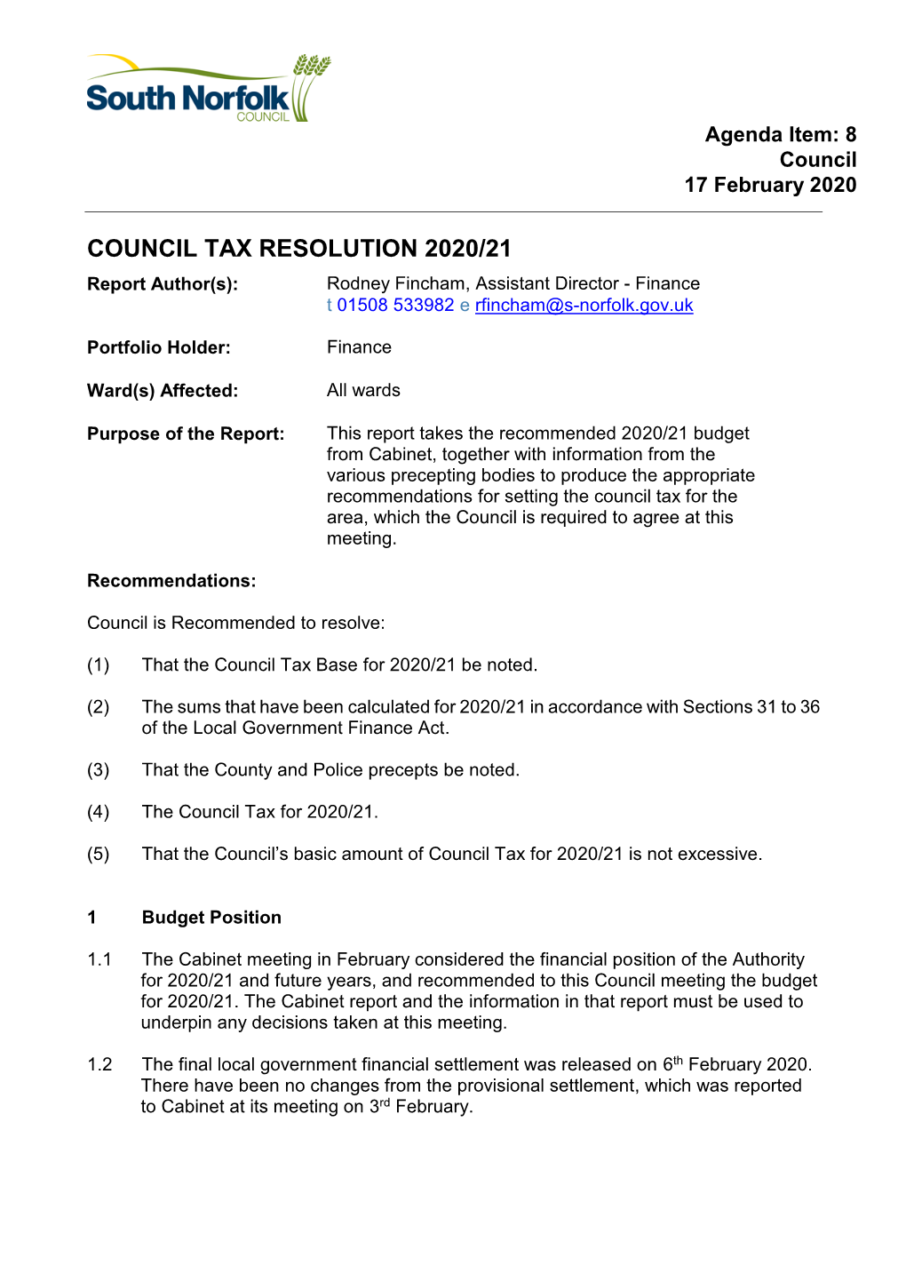 Download: Item 8 Council Tax Resolution File Type