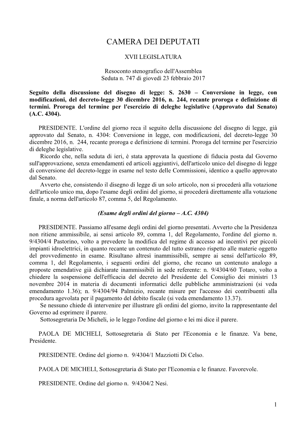 Camera Dei Deputati