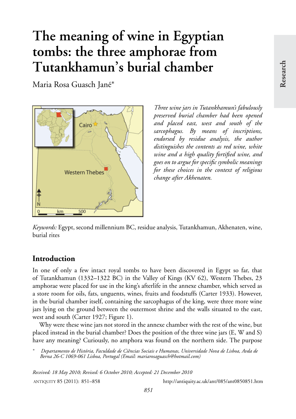 The Three Amphorae from Tutankhamun's Burial Chamber