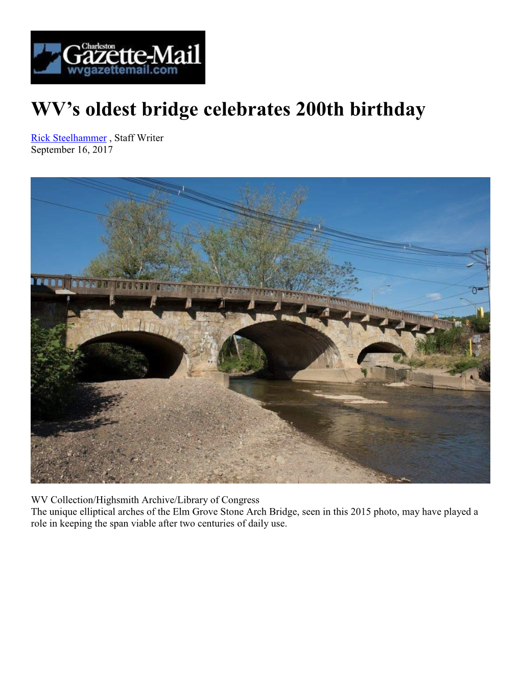 WV's Oldest Bridge Celebrates 200Th Birthday
