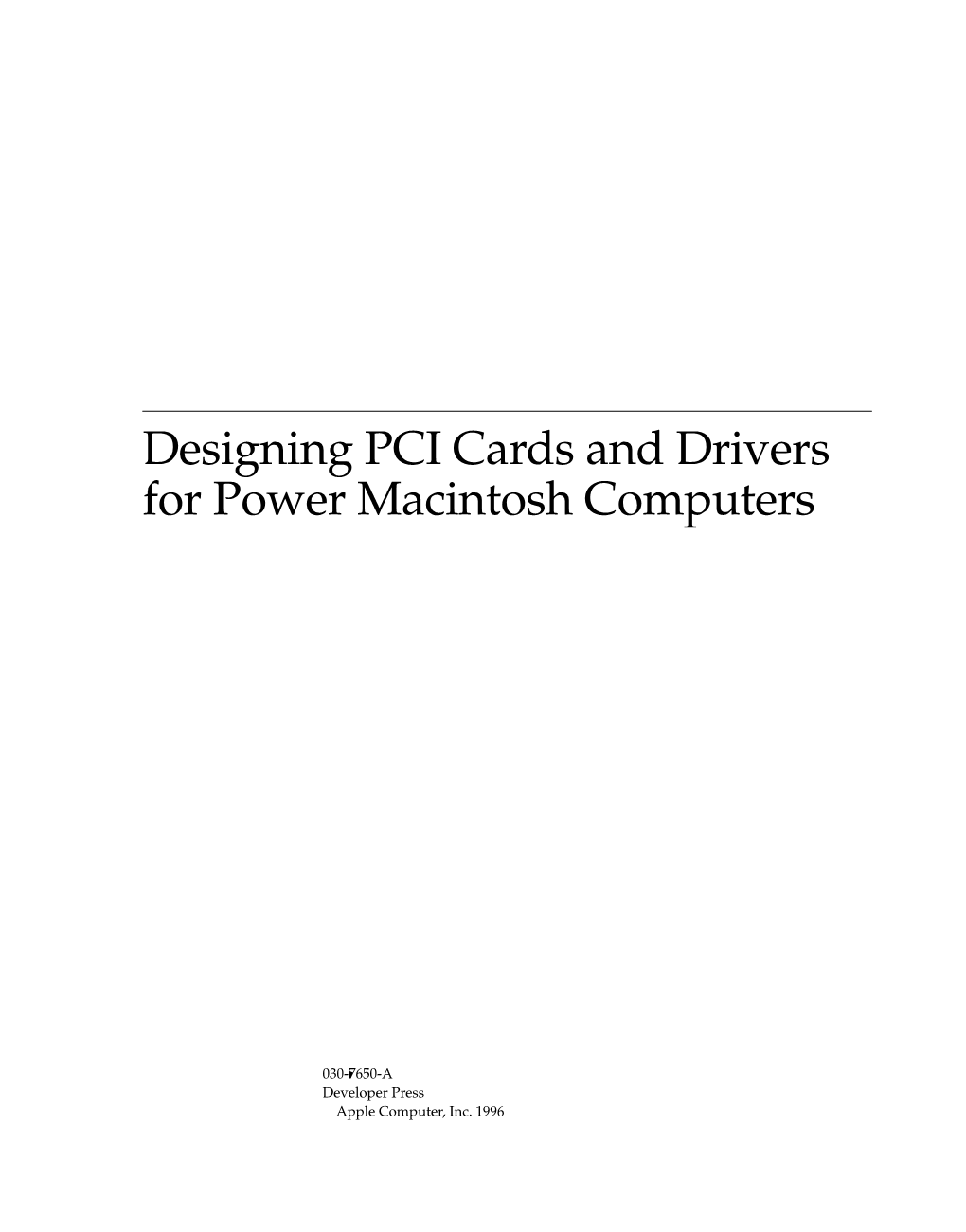 Designing PCI Cards and Drivers for Power Macintosh Computers