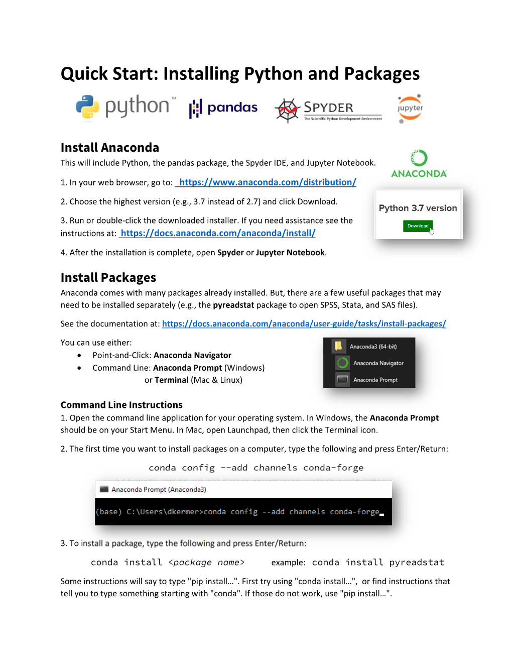 Installing Python and Packages with Anaconda