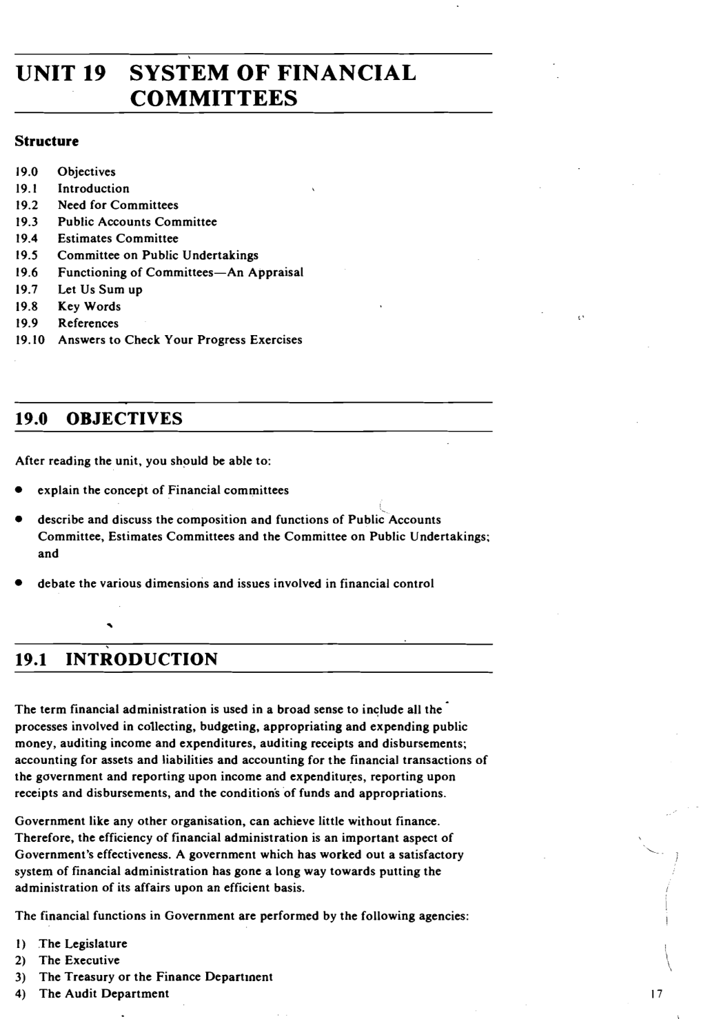 Unit 19 System of Financial Committees