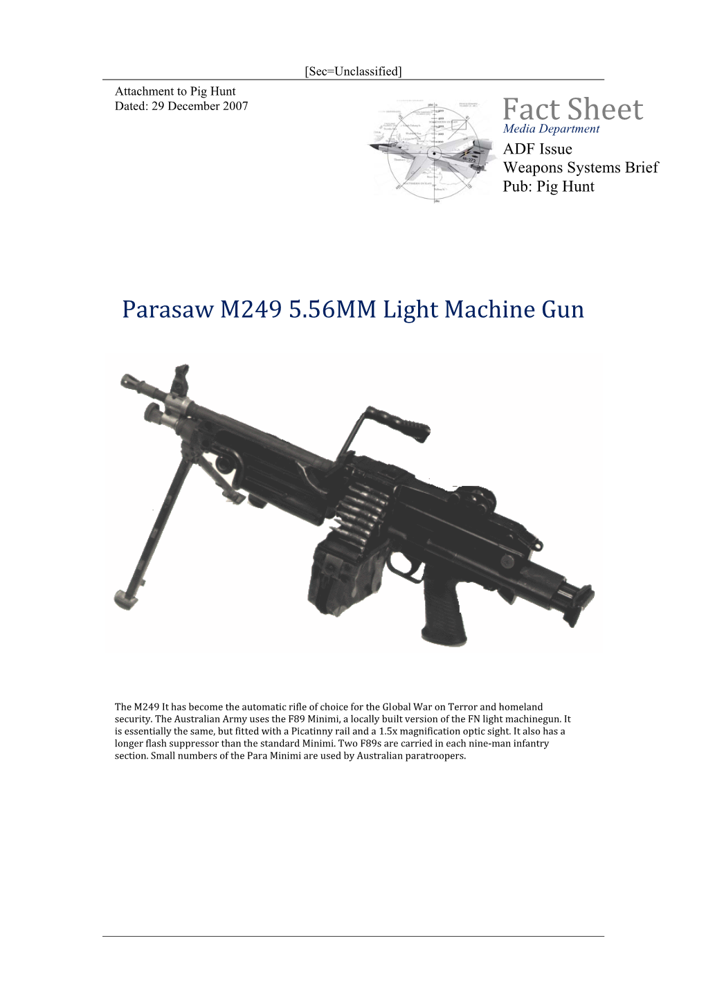 Parasaw M249 5.56MM Light Machine Gun