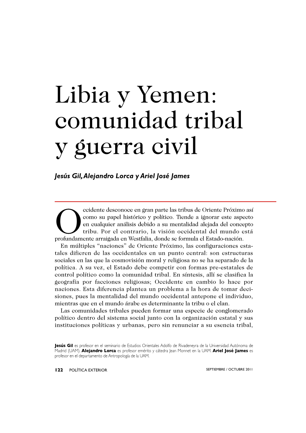 Libia Y Yemen: Comunidad Tribal Y Guerra Civil