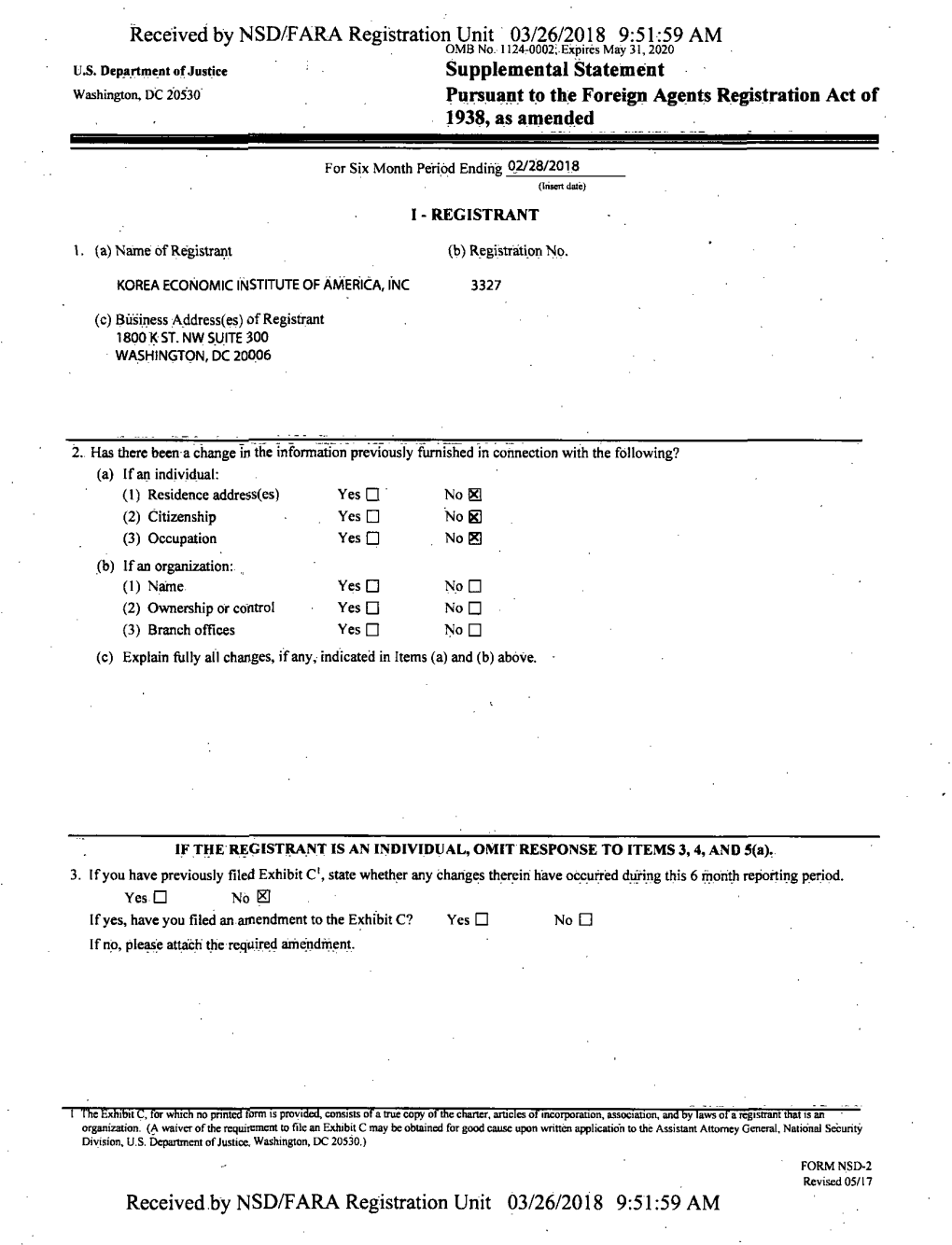 Received by NSD/FARA Registration Unit 03/26/2018 9:51:59 AM OMB No, 1124-0002; Expires May 31, 2020 U.S