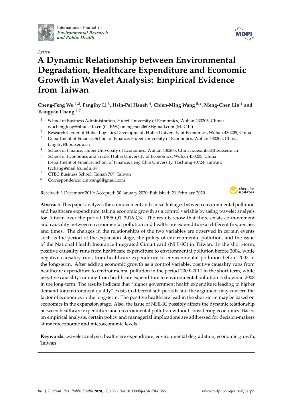 A Dynamic Relationship Between Environmental Degradation, Healthcare Expenditure and Economic Growth in Wavelet Analysis: Empirical Evidence from Taiwan