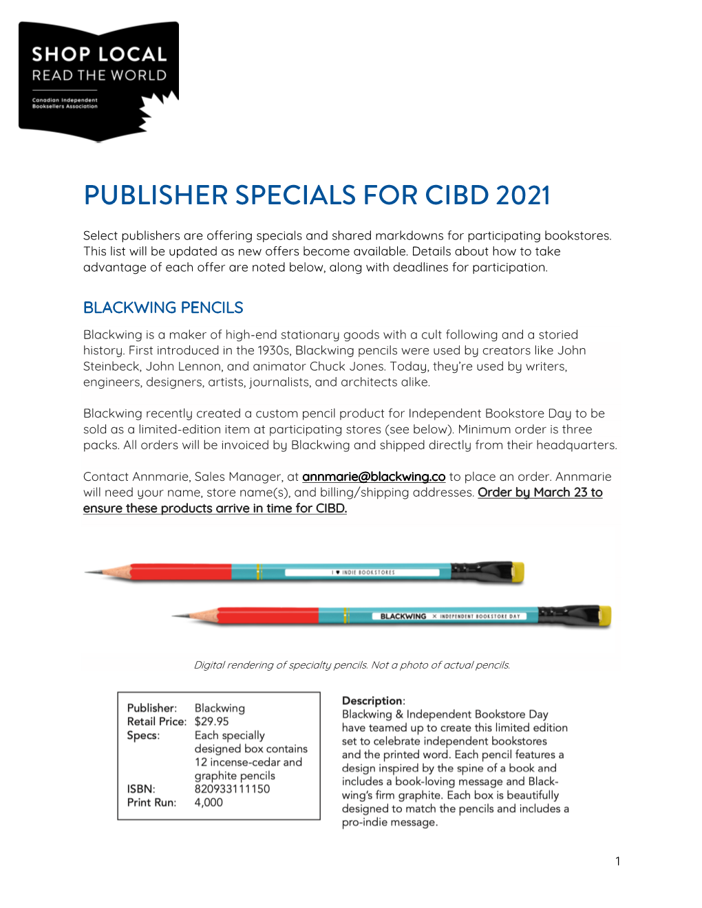 Publisher Specials for Cibd 2021