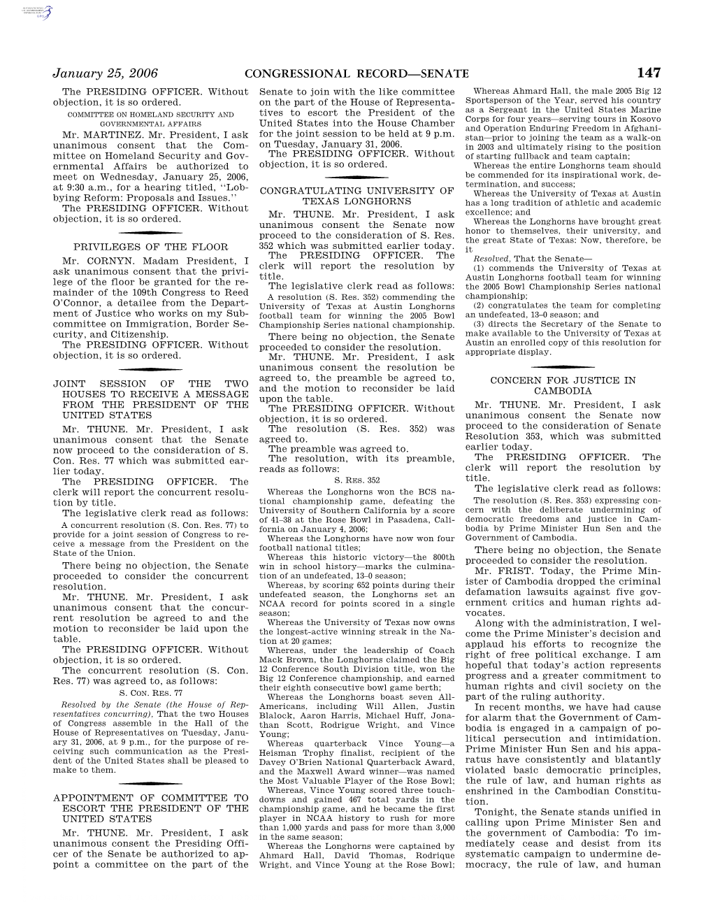 CONGRESSIONAL RECORD—SENATE January 25, 2006