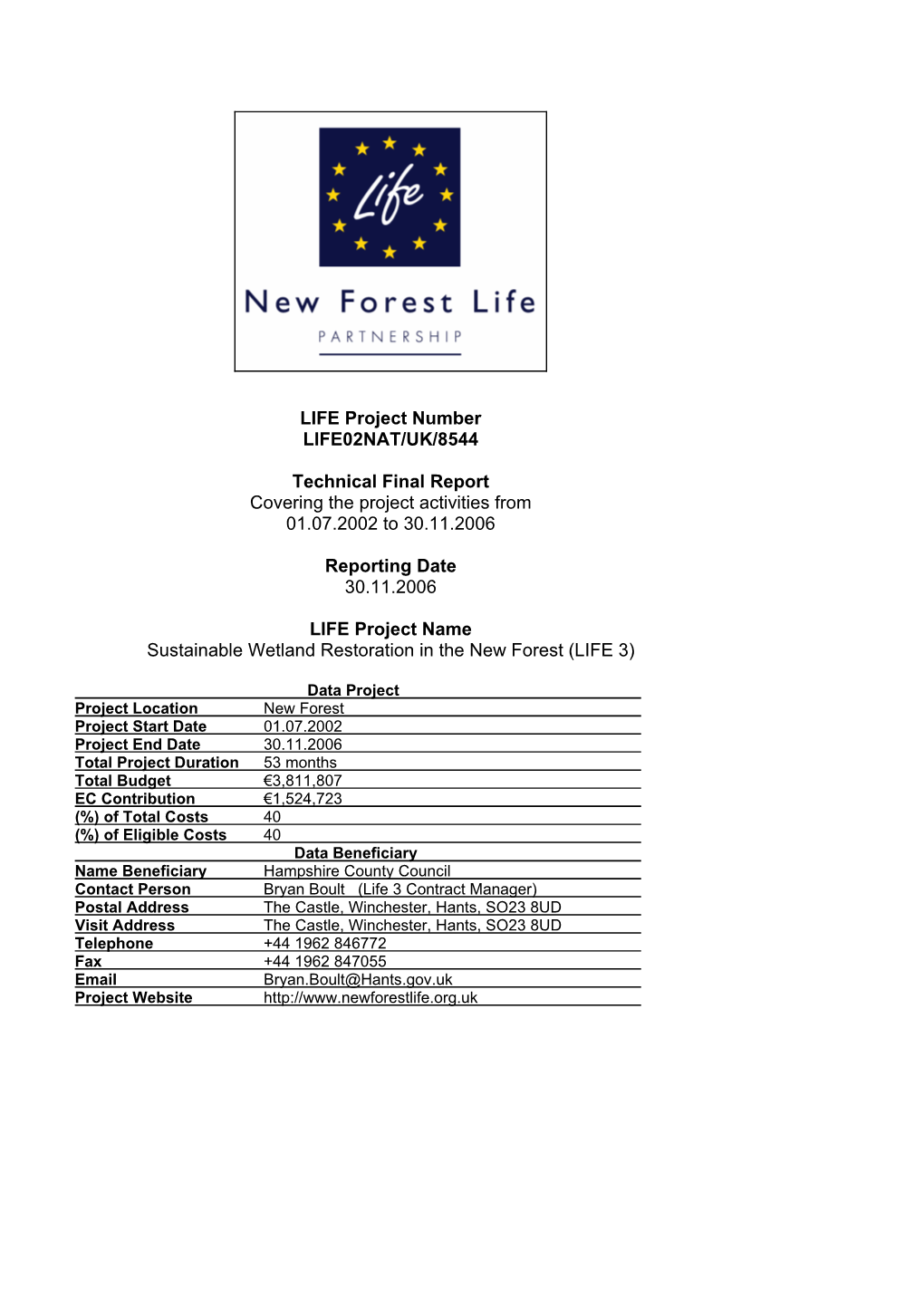 New Forest LIFE III Project Report.Pdf