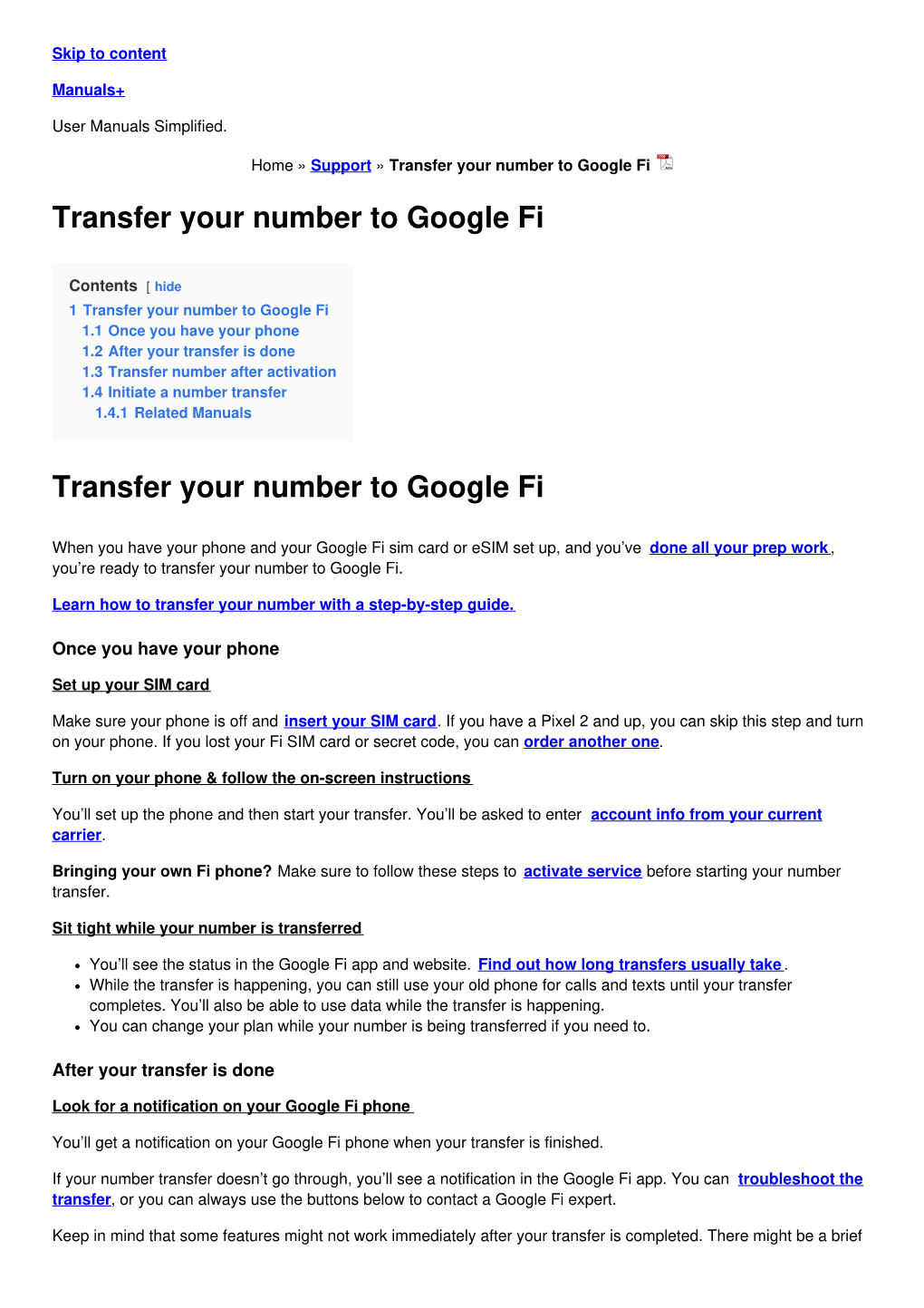 Transfer Your Number to Google Fi