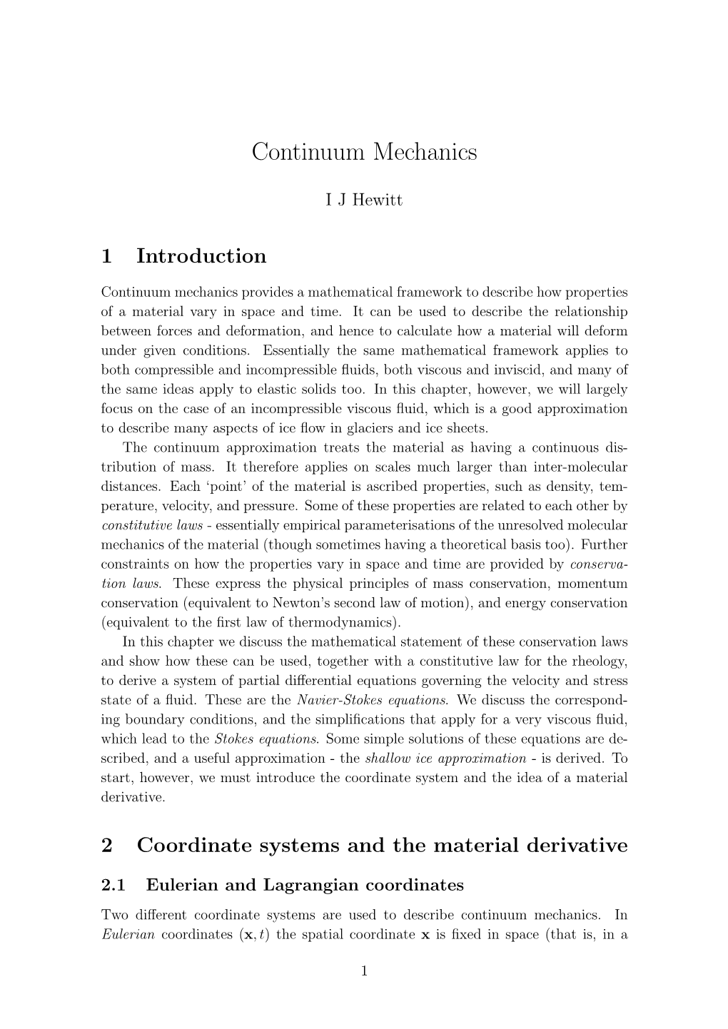 Continuum Mechanics